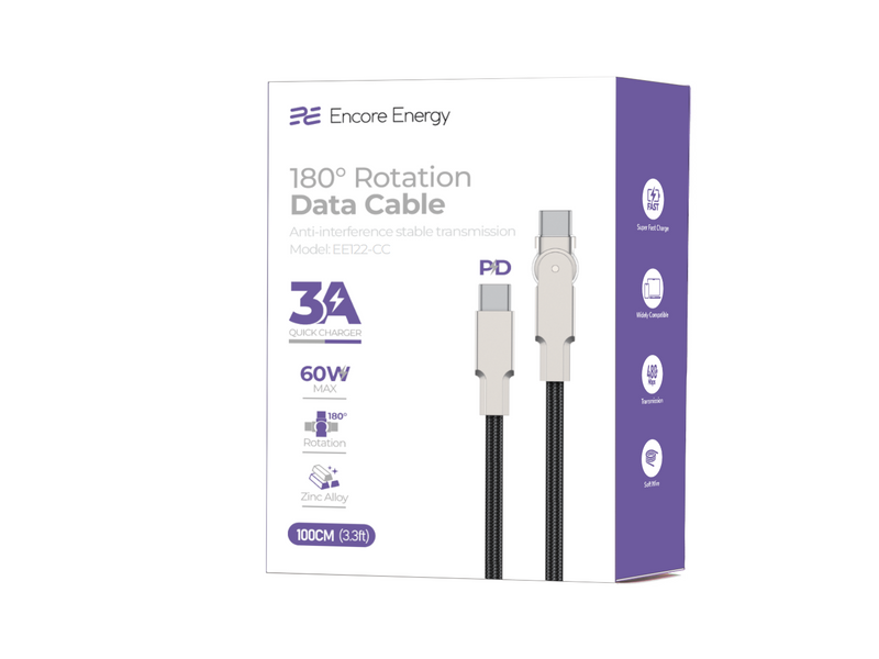 Kabel Encore Energy USB-C x2 QC PD 3A 60W 100 cm braided EE122-CC