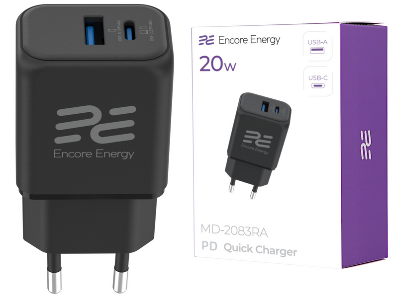 Ładowarka Encore Energy PD 3.0 Quick Charge 4.0 USB-A USB-C 20W MD-2083RA