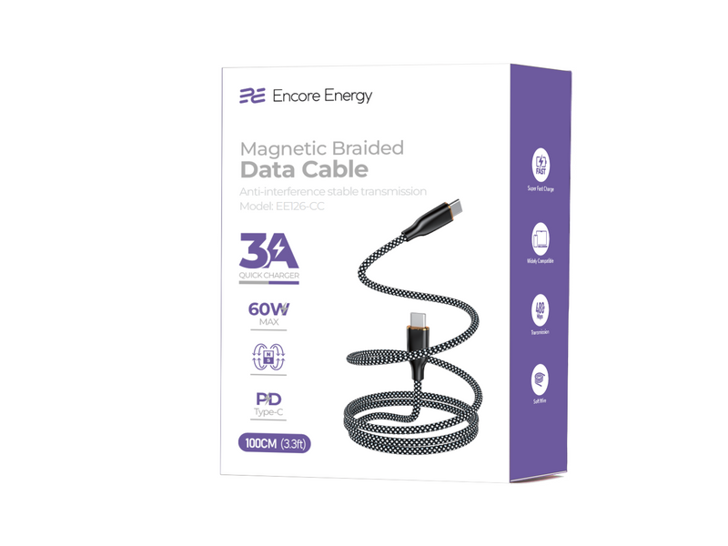 Kabel Encore Energy USB-C x2 przewód QC PD 3A 60W 100 cm EE126-CC