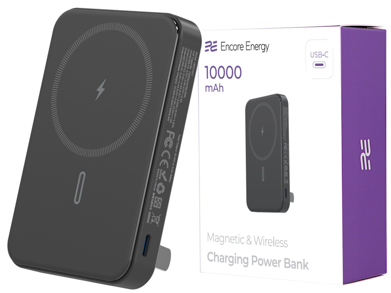 Powerbank 10000mAh bezprzewodowe+porty USB-A,USB-C Encore Energy MD-10WA